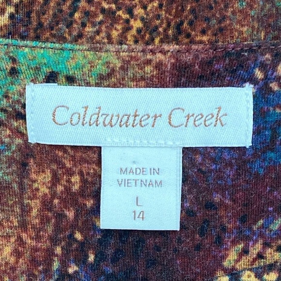 COLDWATER Creek Printed Side Tie Waist Blouse L - Picture 10 of 11